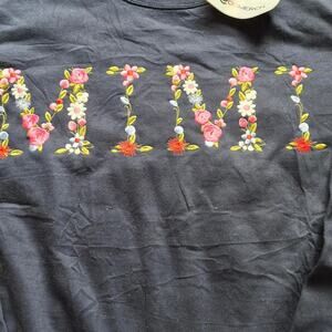 Navy blue floral embroidered